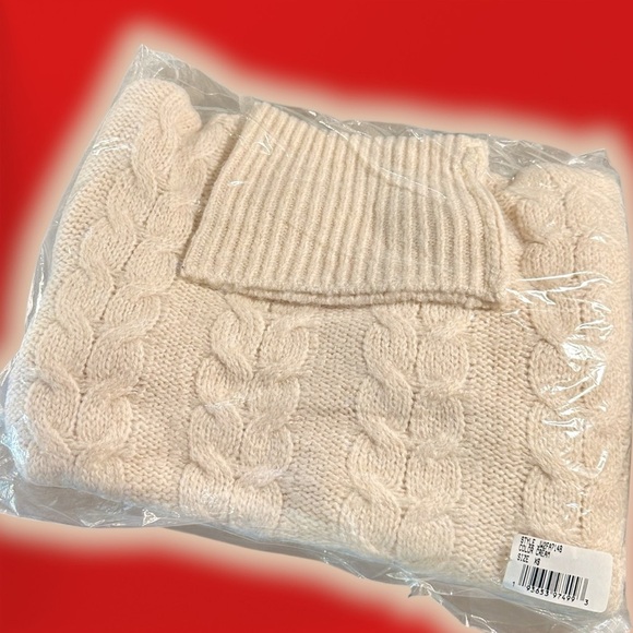 NWT Joe’s Jeans ‘Ruffle Cable Knit Turtleneck Sweater’ in “Cream” Size XS - Picture 4 of 6